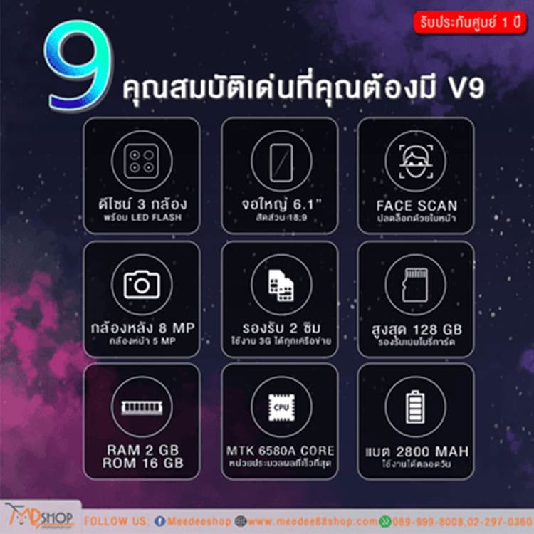 สมาร์ทโฟน PG V9 รุ่นที่ 1 จอ 6.3 นิ้ว ROM 64GB